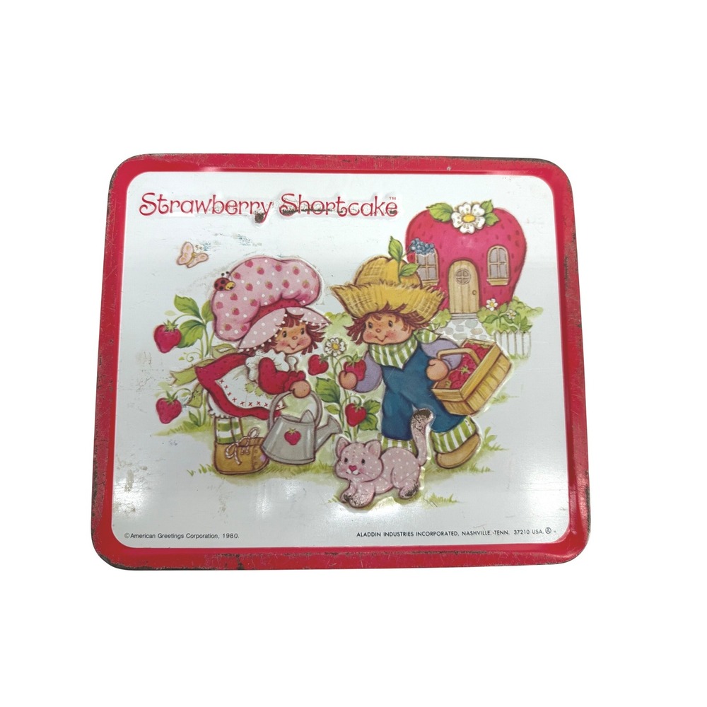 Vintage 1980 Strawberry Shortcake Metal Lunchbox Aladdin Red Tin 80s Kidcore Y2K